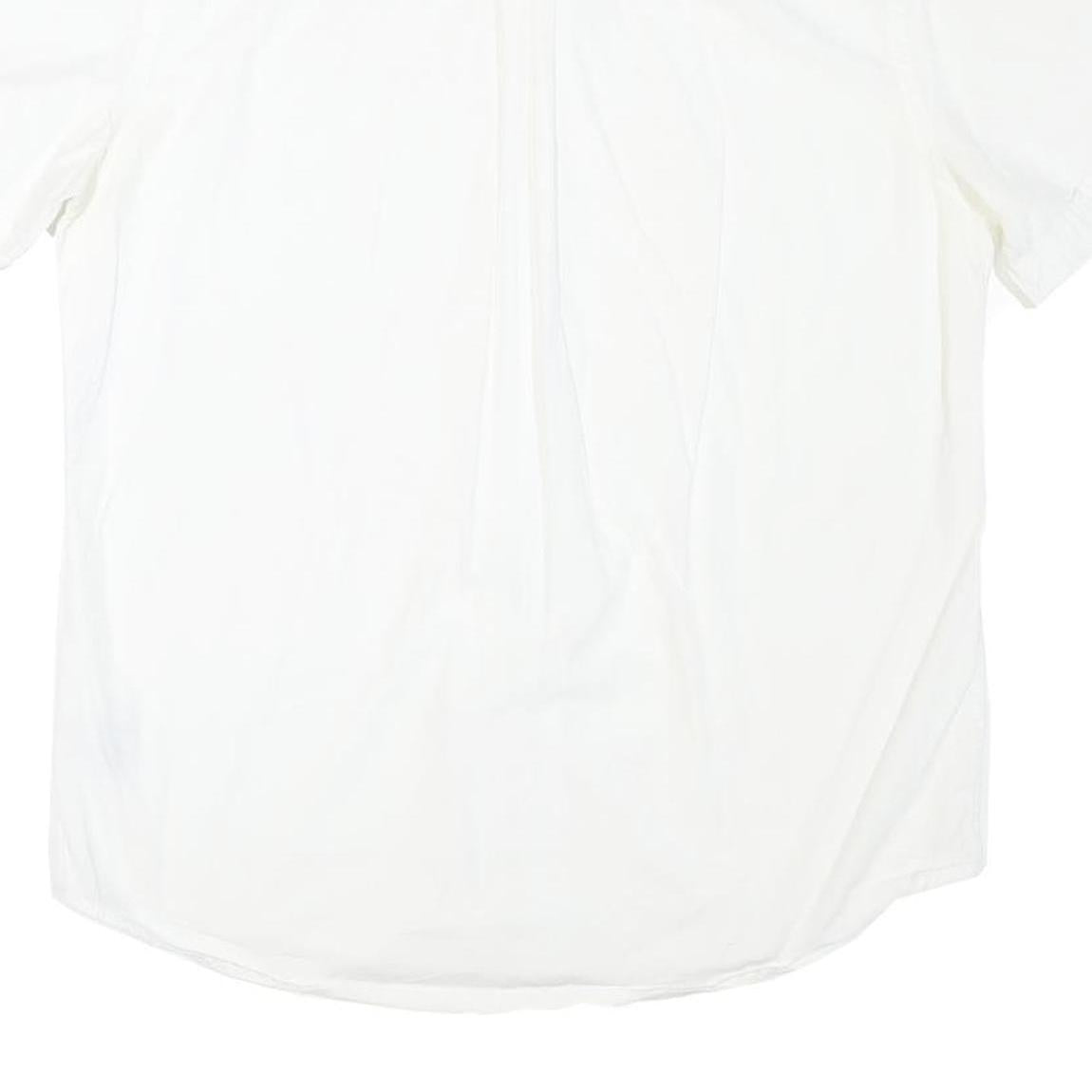 TOMMY HILFIGER Mens White Cotton Blend Short Sleeve Shirt M Classic Button Down