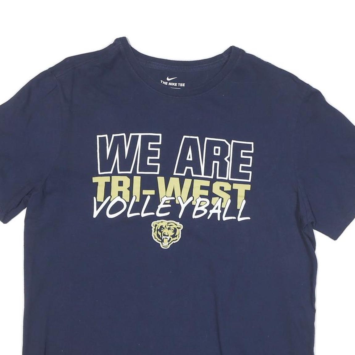 NIKE Mens Blue Tri-West Volleyball Graphic T-Shirt L Short Sleeve Crew Neck