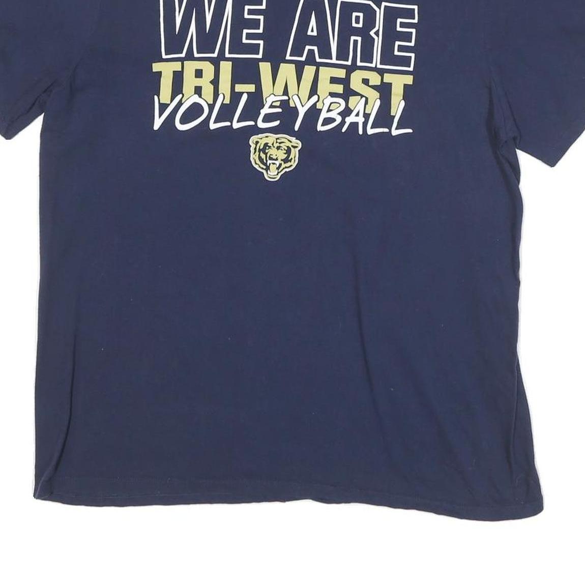 NIKE Mens Blue Tri-West Volleyball Graphic T-Shirt L Short Sleeve Crew Neck