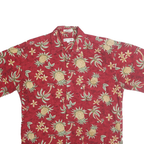PIERRE CARDIN Mens Red Pineapple Floral Print Shirt M Summer Casual Cotton