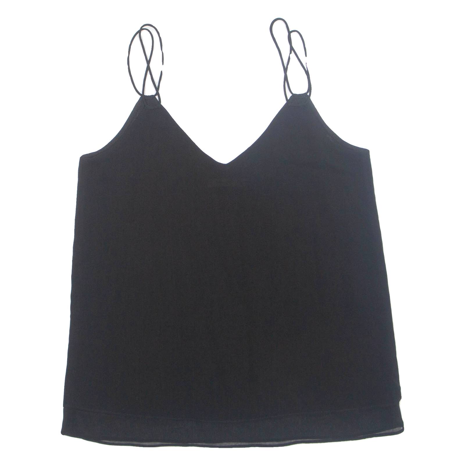 ZARA Womens Camisole Vest Black Button Neck Sleeveless M