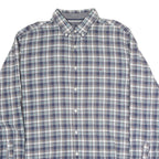 TOMMY HILFIGER Mens Blue & Brown Check Shirt XL Button Down Casual Cotton