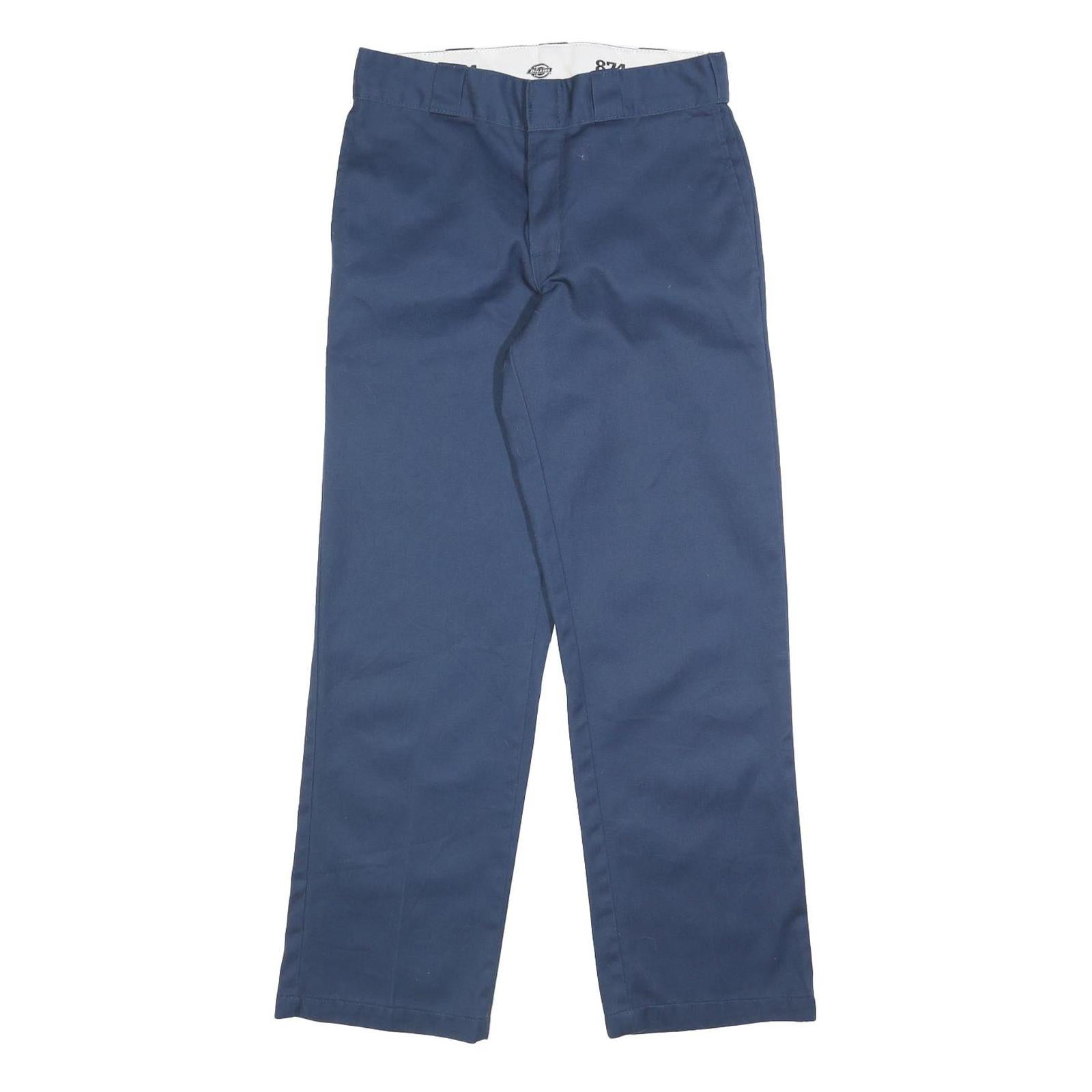 DICKIES Mens Cotton Blend Navy Regular Fit Straight Leg Trousers W30 L30