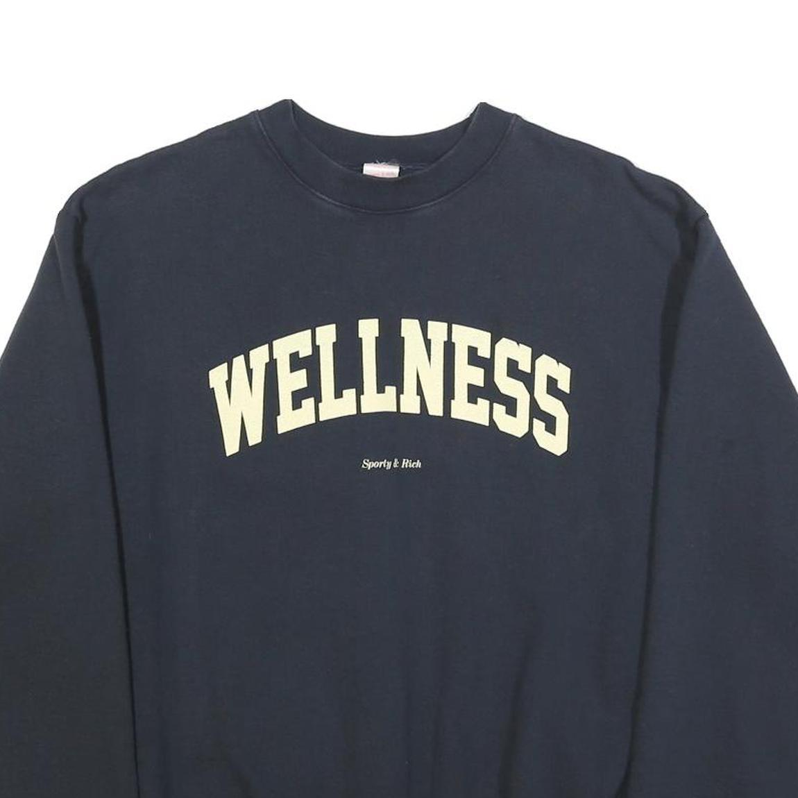 SPORTY & RICH Womens Navy Blue Wellness Crew Neck S Sweatshirt Cotton Blend