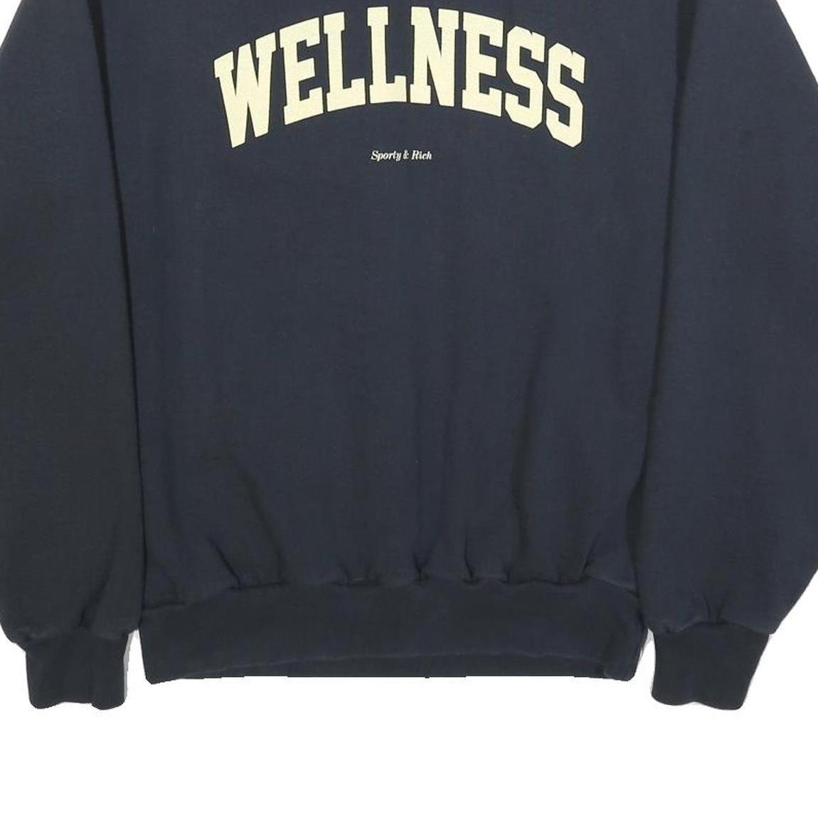 SPORTY & RICH Womens Navy Blue Wellness Crew Neck S Sweatshirt Cotton Blend