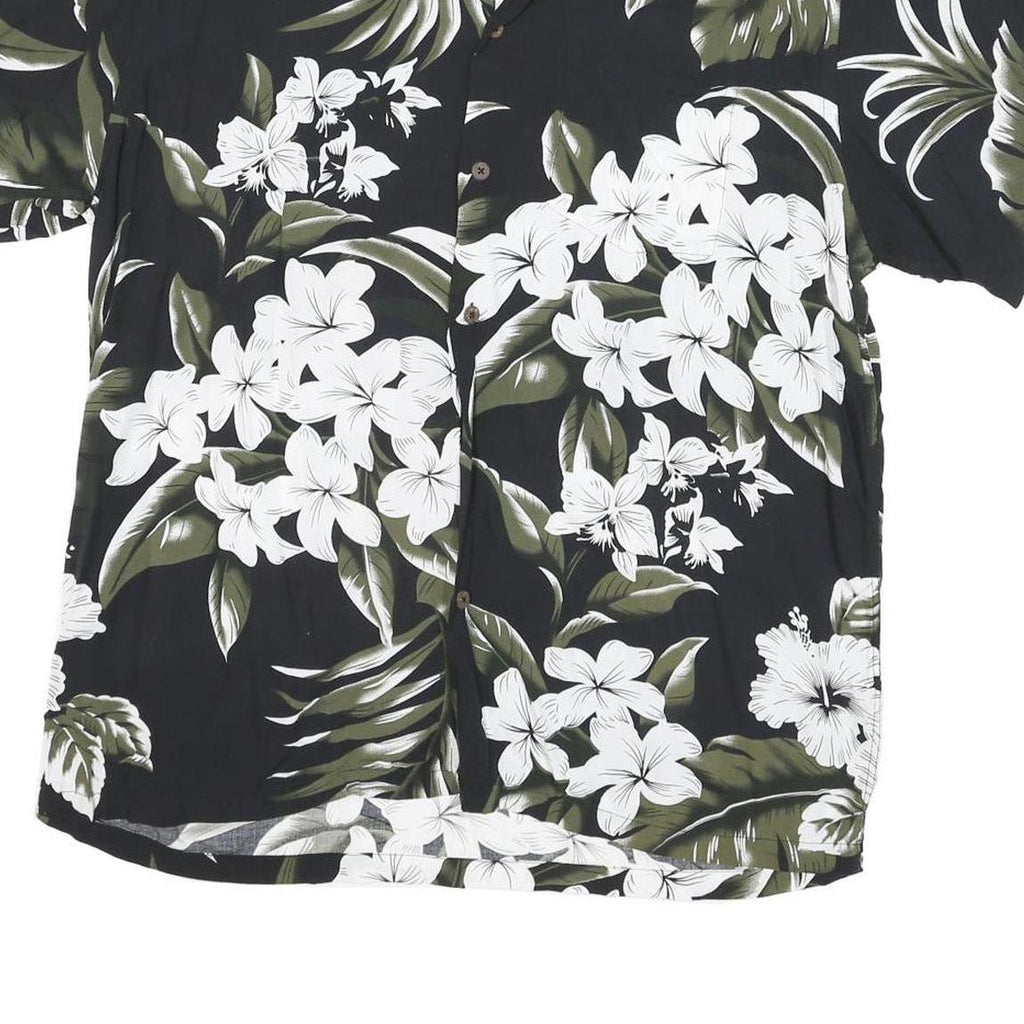 FAVANT Mens Black & Olive Floral Rayon Shirt XL Summer Holiday Casual
