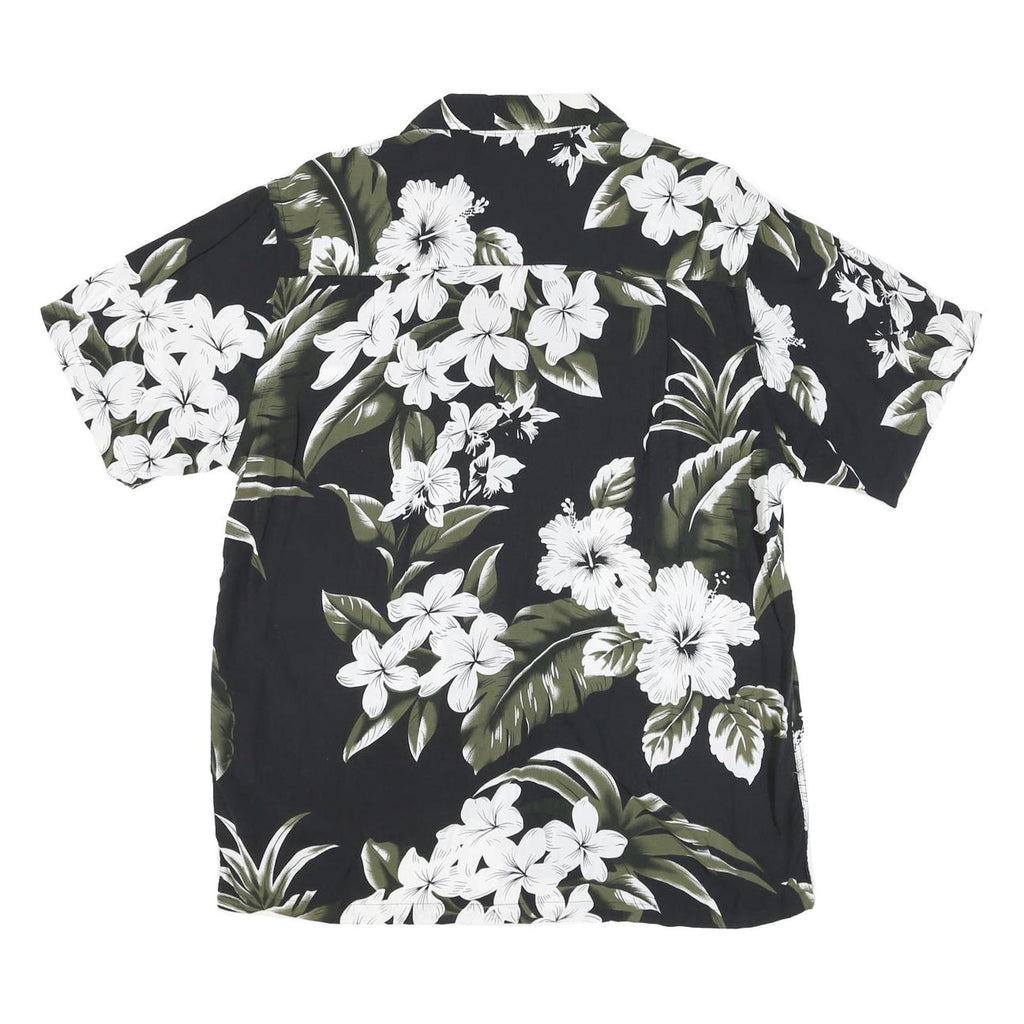 FAVANT Mens Black & Olive Floral Rayon Shirt XL Summer Holiday Casual