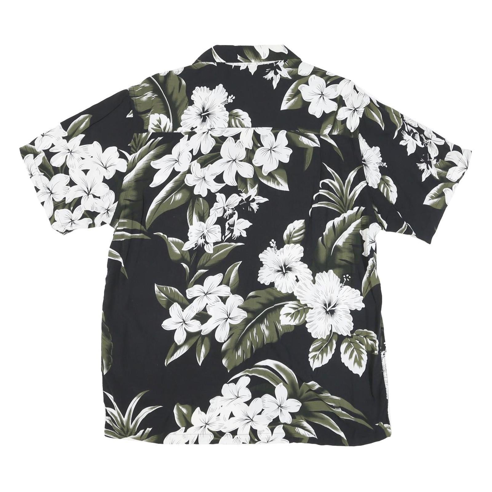 FAVANT Mens Black & Olive Floral Rayon Shirt XL Summer Holiday Casual