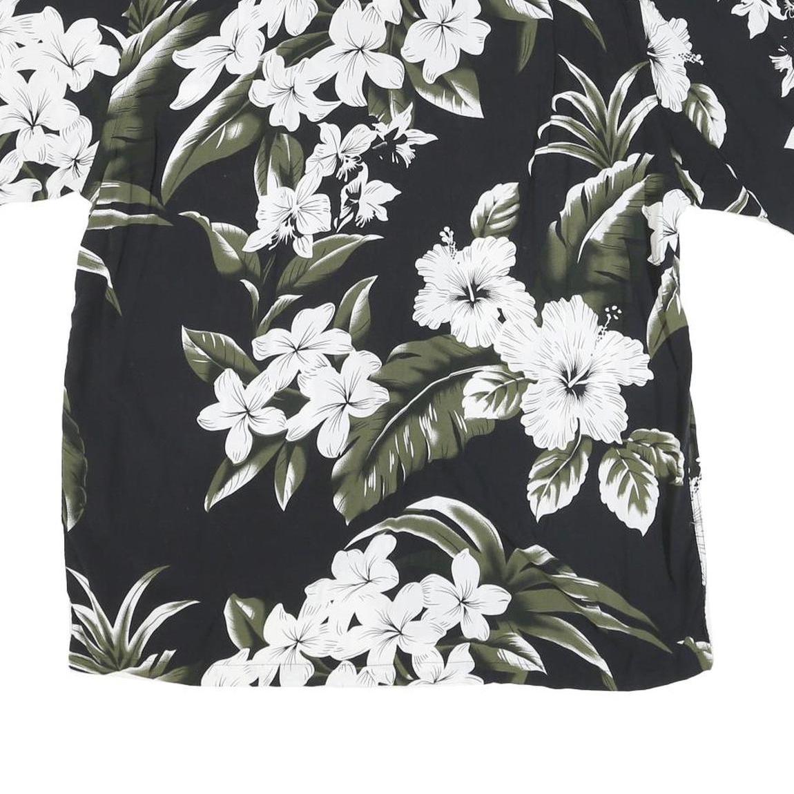 FAVANT Mens Black & Olive Floral Rayon Shirt XL Summer Holiday Casual