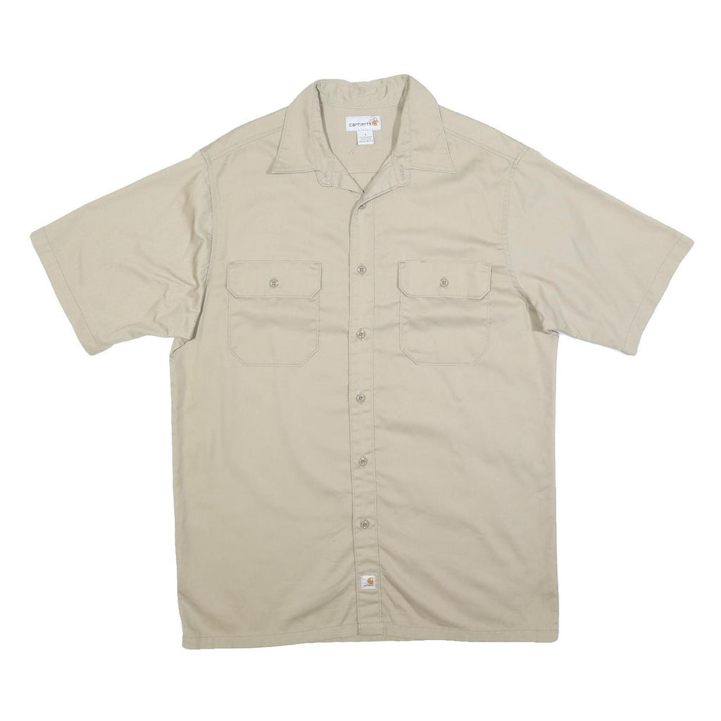CARHARTT Mens Beige Workwear Cotton Shirt L Button Pocket Casual Durable