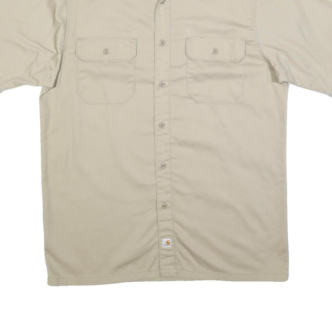 CARHARTT Mens Beige Workwear Cotton Shirt L Button Pocket Casual Durable