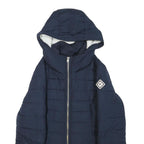 HOLLISTER Womens Navy Zip Up Hooded Puffer Jacket M Polyester Blend Warm