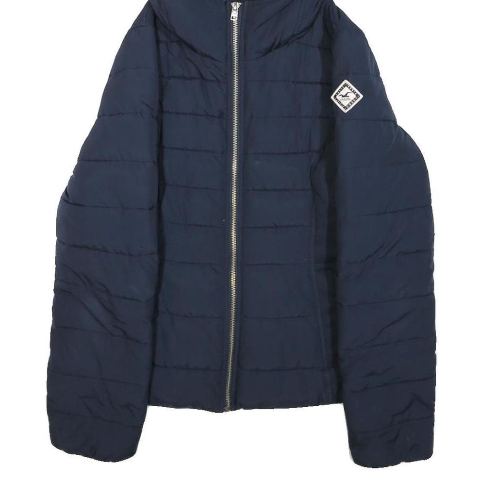 HOLLISTER Womens Navy Zip Up Hooded Puffer Jacket M Polyester Blend Warm