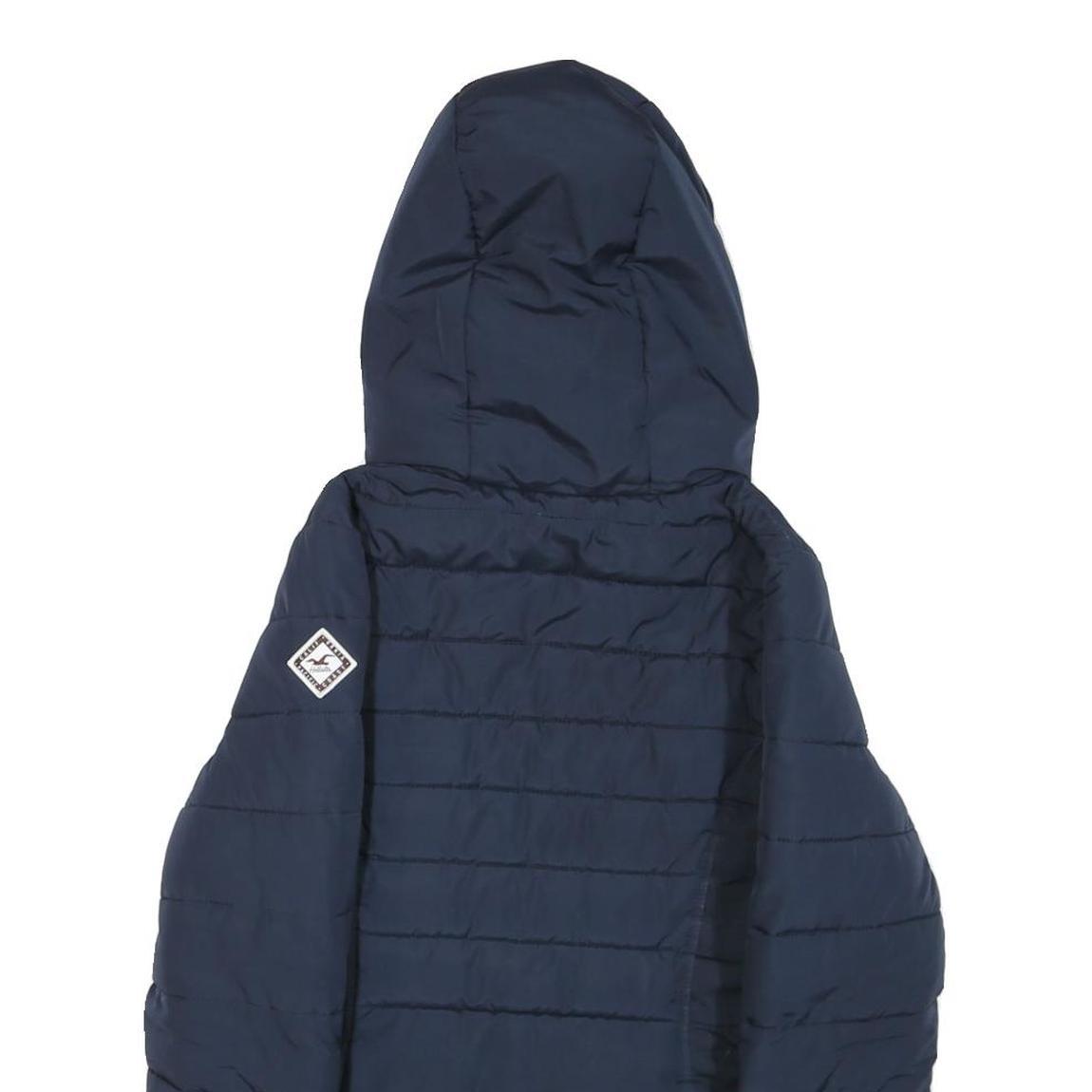 HOLLISTER Womens Navy Zip Up Hooded Puffer Jacket M Polyester Blend Warm