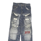 JHYUN Womens Regular Fit Blue Denim Jeans W26 L29 Cargo Pocket Zip Closure