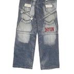 JHYUN Womens Regular Fit Blue Denim Jeans W26 L29 Cargo Pocket Zip Closure