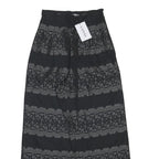 GANNI Womens Rayon Black Relaxed Wide-Leg Trousers W24 L26 Printed Pattern