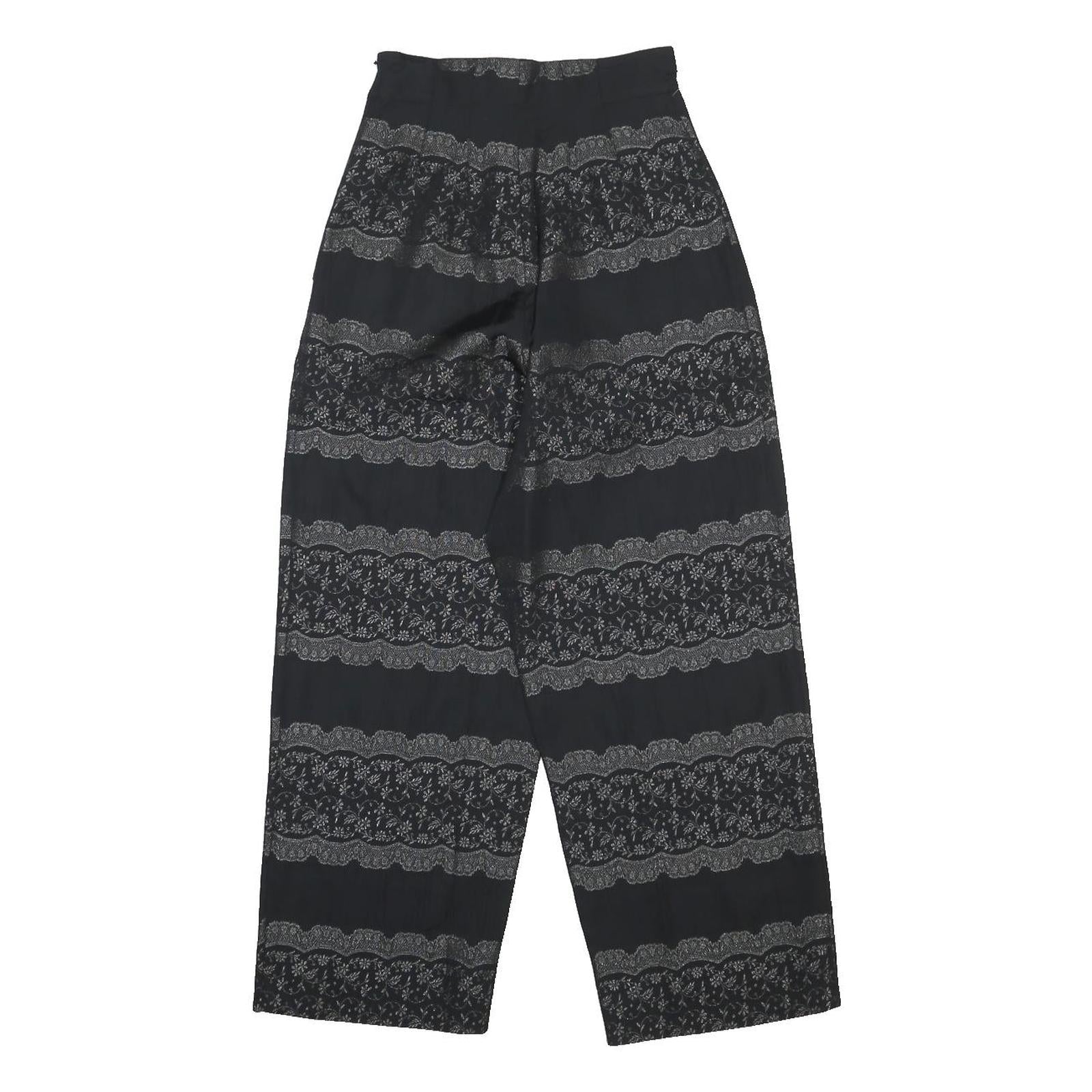 GANNI Womens Rayon Black Relaxed Wide-Leg Trousers W24 L26 Printed Pattern