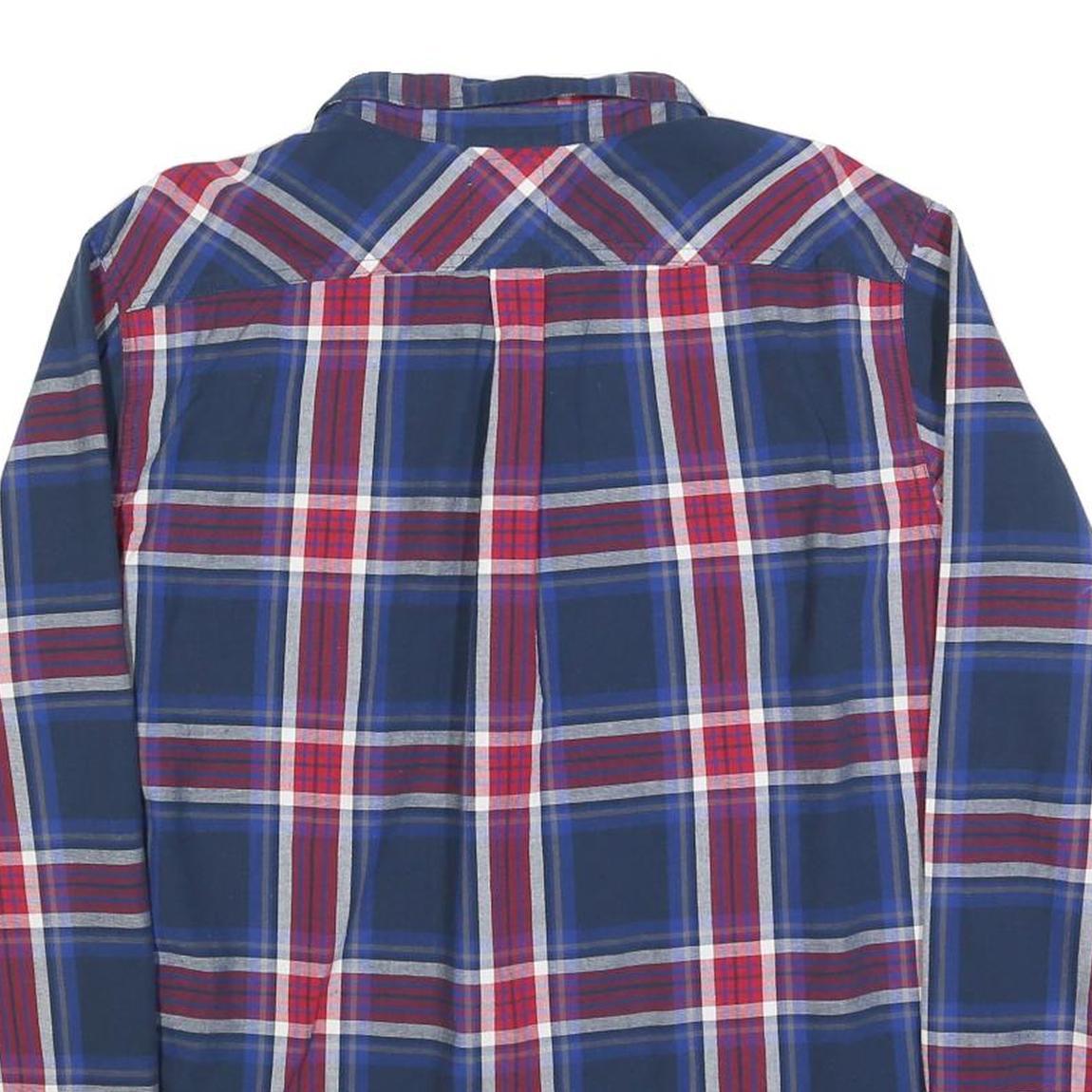 LEVI'S Mens Blue & Red Checked Long Sleeve Shirt L Cotton Blend Casual