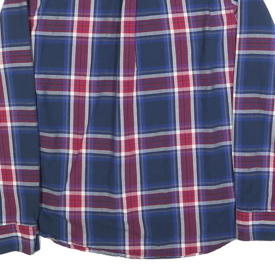 LEVI'S Mens Blue & Red Checked Long Sleeve Shirt L Cotton Blend Casual