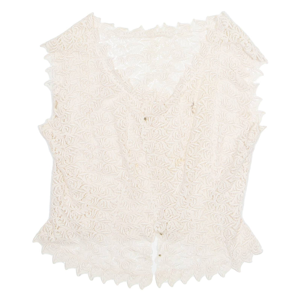 Womens Kimono Blouse Cream V-Neck Sleeveless S