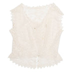 Womens Kimono Blouse Cream V-Neck Sleeveless S