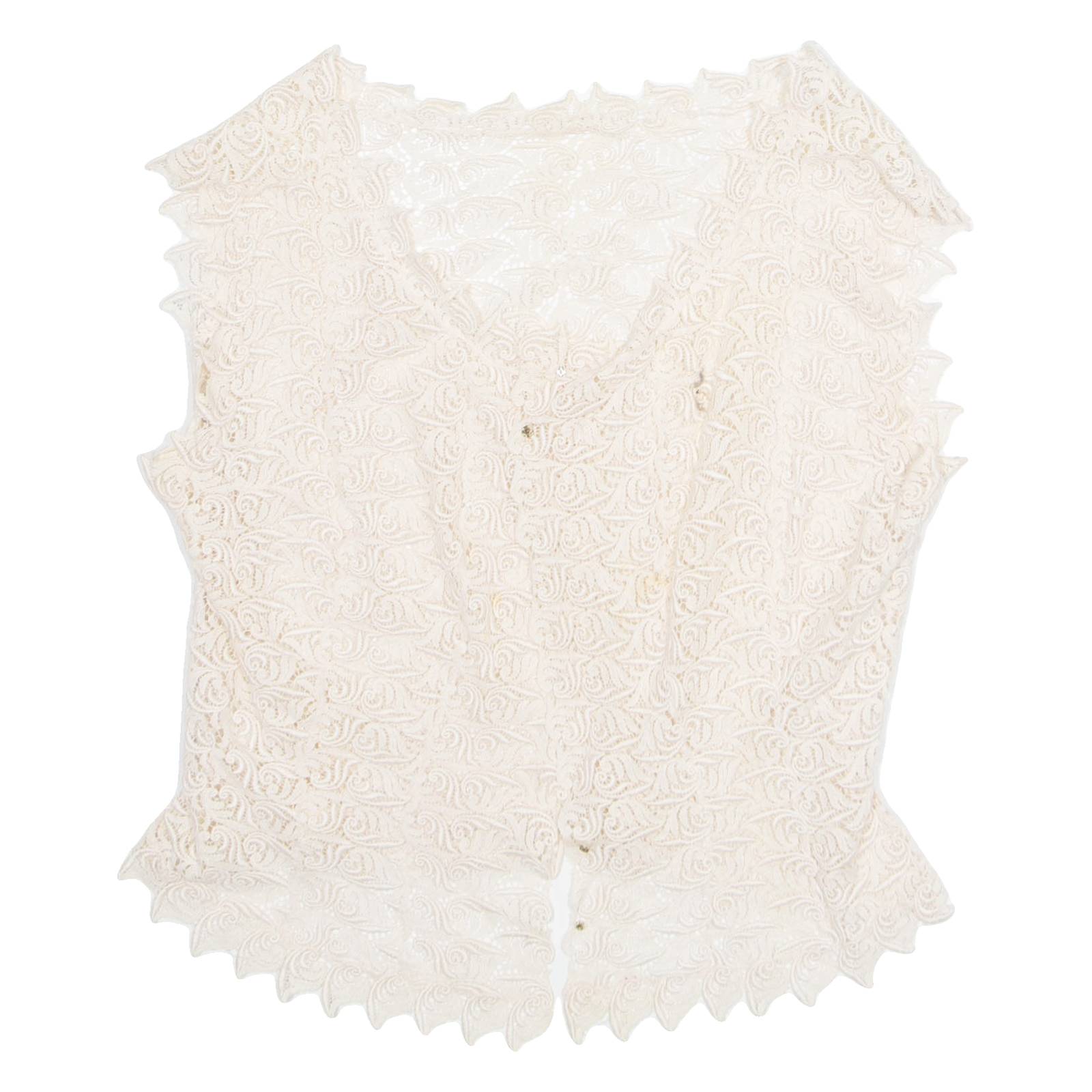 Womens Kimono Blouse Cream V-Neck Sleeveless S