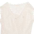 Womens Kimono Blouse Cream V-Neck Sleeveless S