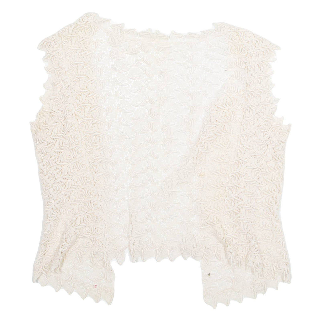 Womens Kimono Blouse Cream V-Neck Sleeveless S