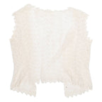 Womens Kimono Blouse Cream V-Neck Sleeveless S