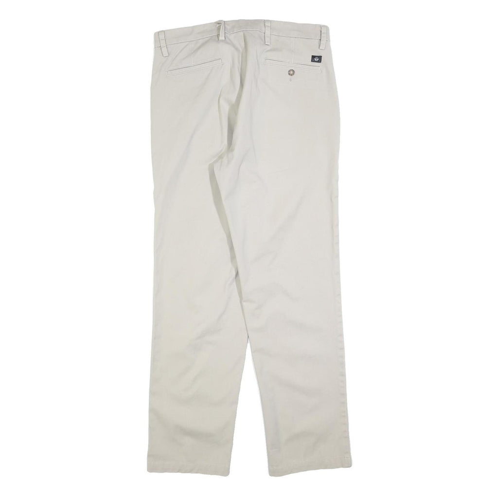 DOCKERS Mens Regular Beige Cotton Blend Trousers W34 L34 Zip Closure Plain