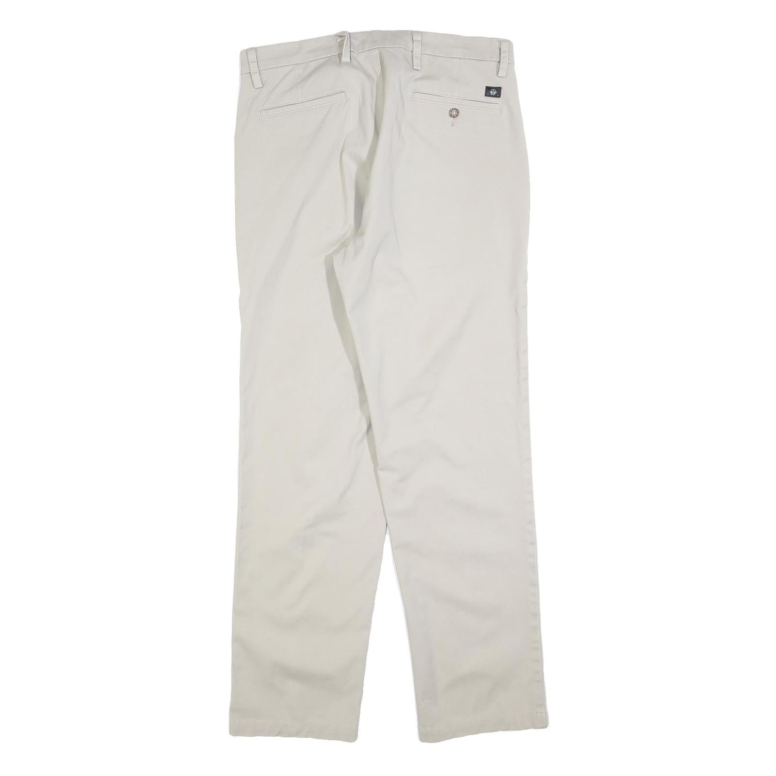 DOCKERS Mens Regular Beige Cotton Blend Trousers W34 L34 Zip Closure Plain