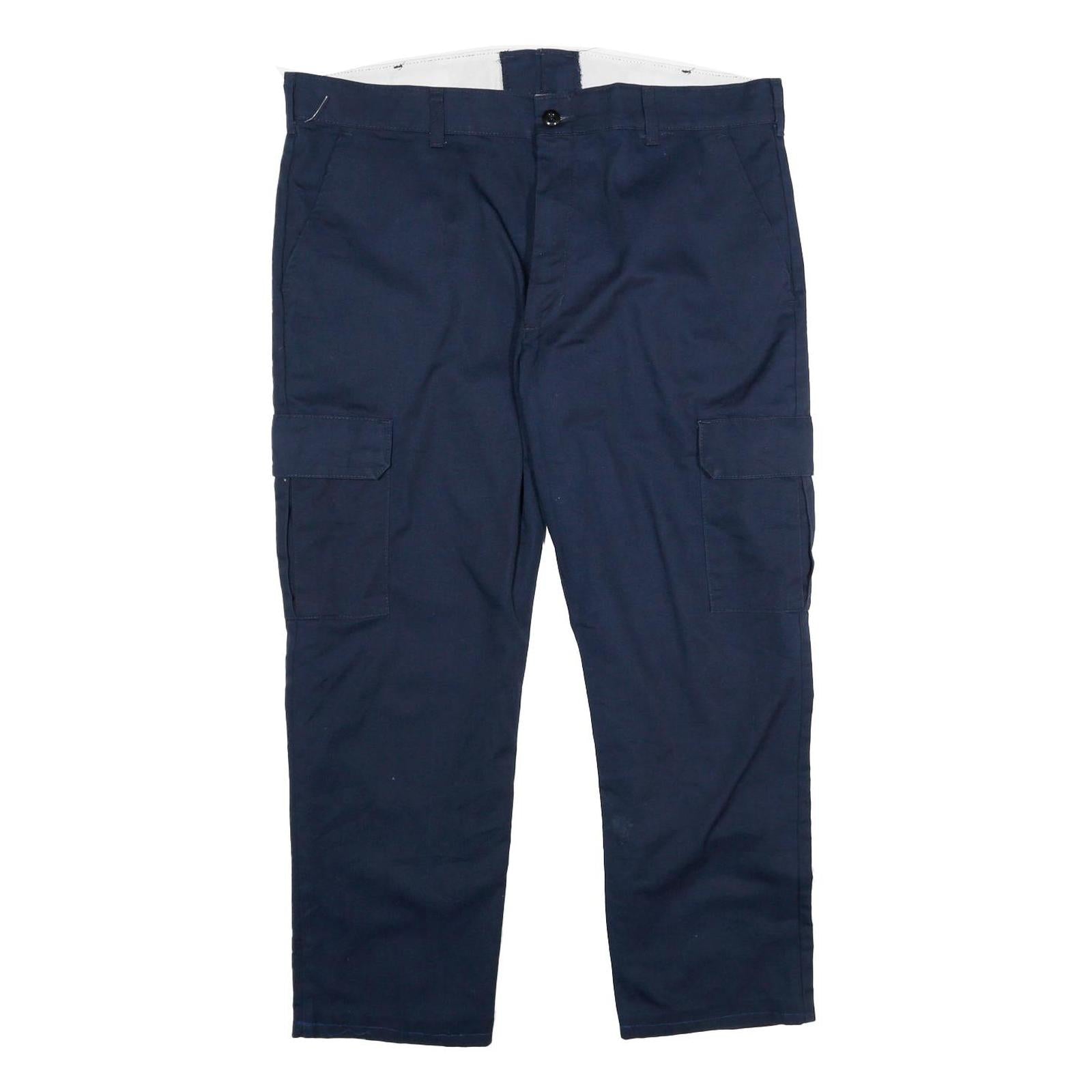 RED KAP Mens Polyester Blend Navy Blue Regular Cargo Trousers W38 L26 Workwear