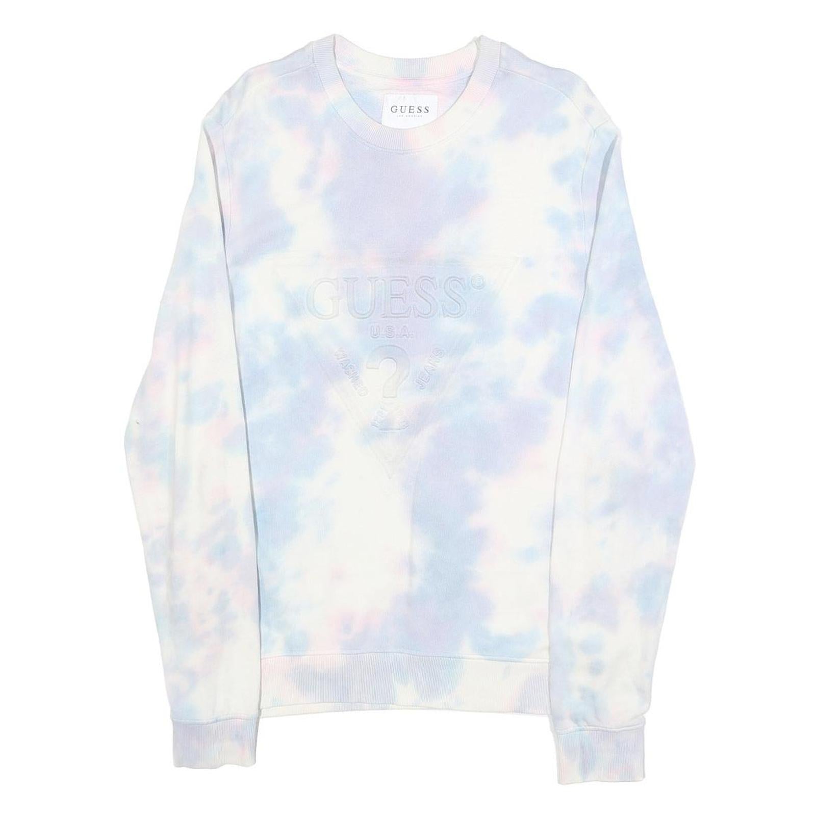 GUESS Mens Blue & Pink Tie Dye Cotton Blend Crew Neck XS Sweatshirt Casual