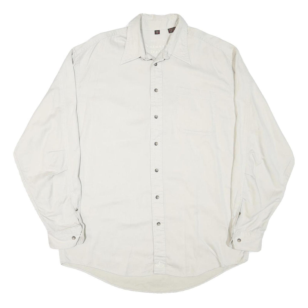 NATURAL STYLE Mens White Plain Shirt XL Cotton Blend Long Sleeve Button Collar