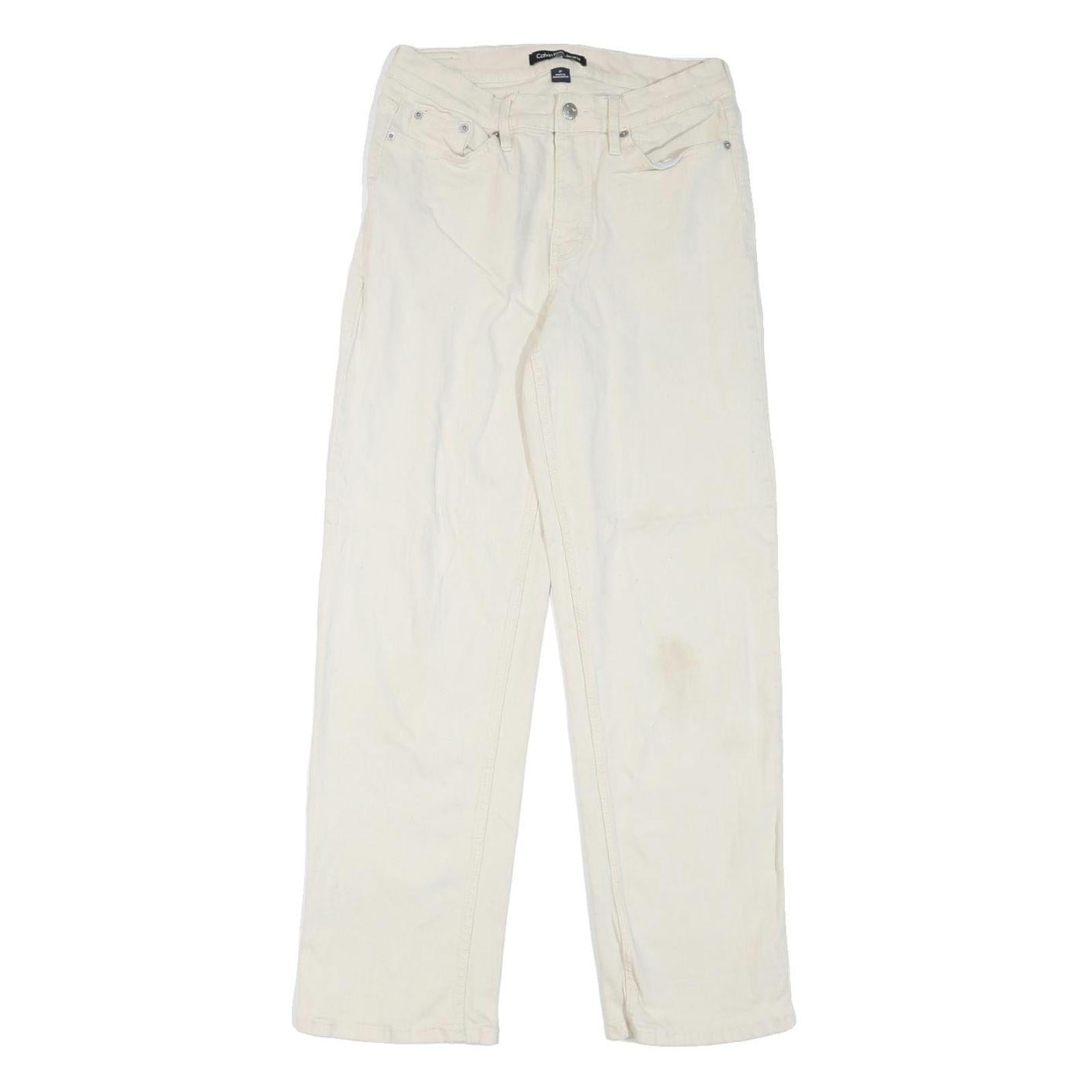 CALVIN KLEIN JEANS Womens White Regular Straight Denim W27 L30 Zip Cotton Blend