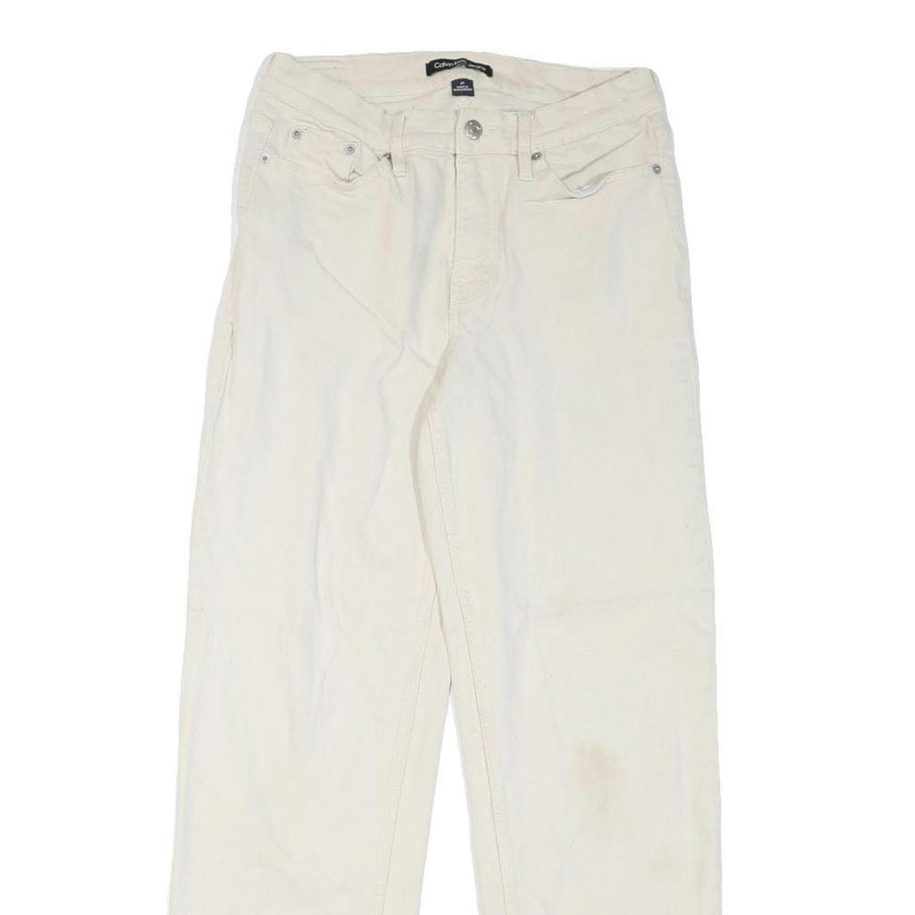 CALVIN KLEIN JEANS Womens White Regular Straight Denim W27 L30 Zip Cotton Blend