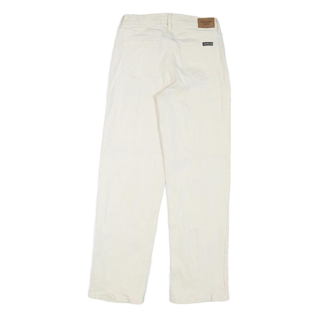 CALVIN KLEIN JEANS Womens White Regular Straight Denim W27 L30 Zip Cotton Blend