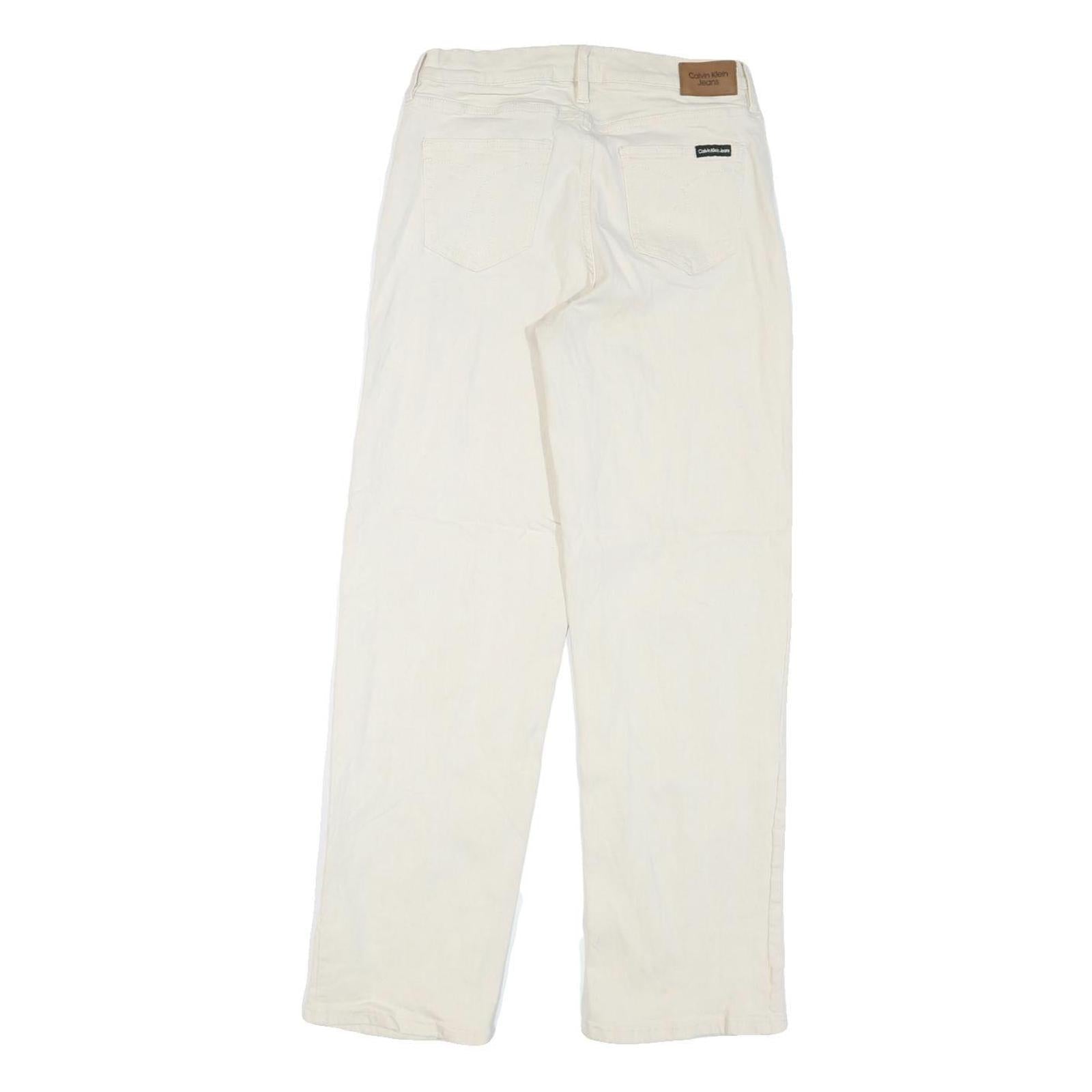 CALVIN KLEIN JEANS Womens White Regular Straight Denim W27 L30 Zip Cotton Blend