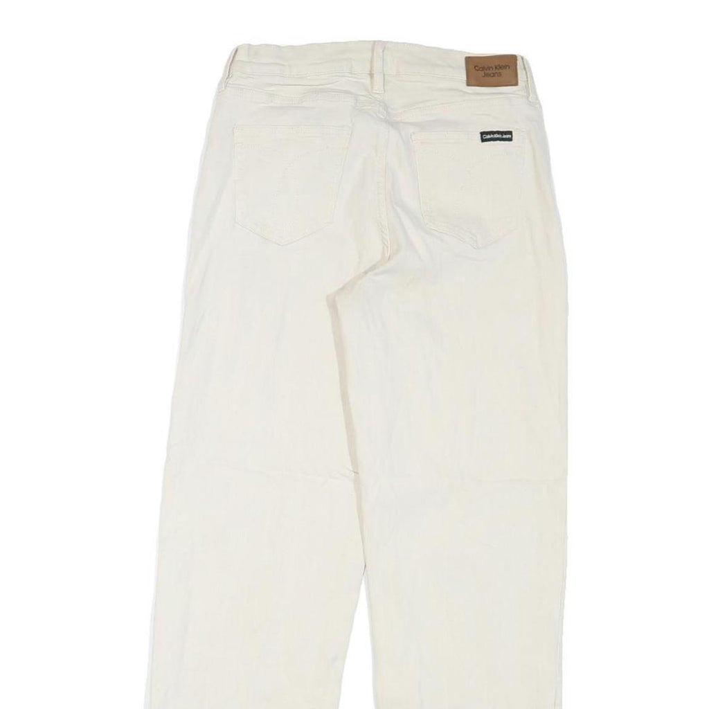 CALVIN KLEIN JEANS Womens White Regular Straight Denim W27 L30 Zip Cotton Blend