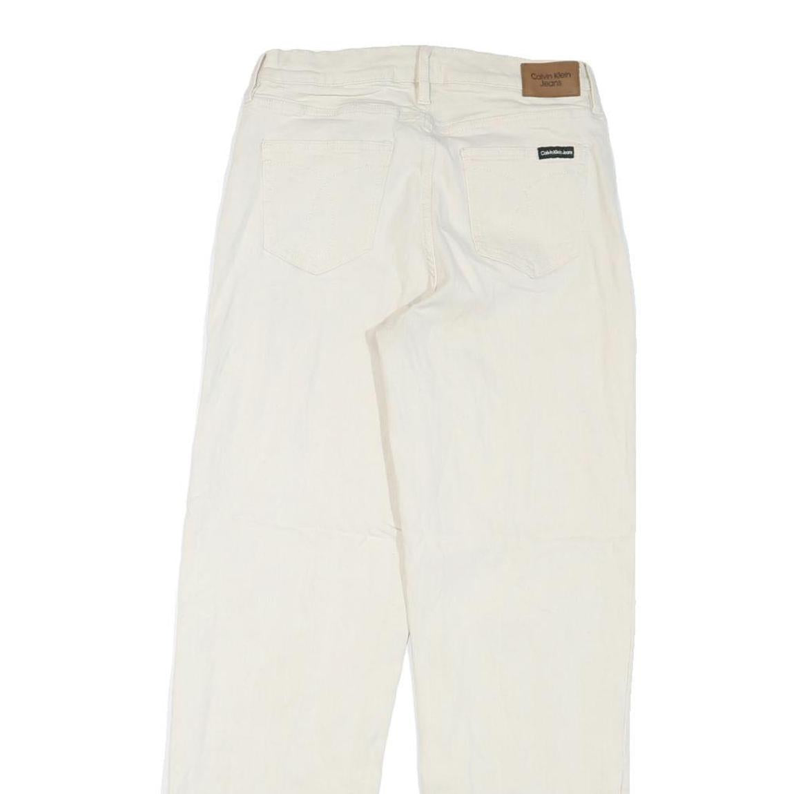 CALVIN KLEIN JEANS Womens White Regular Straight Denim W27 L30 Zip Cotton Blend