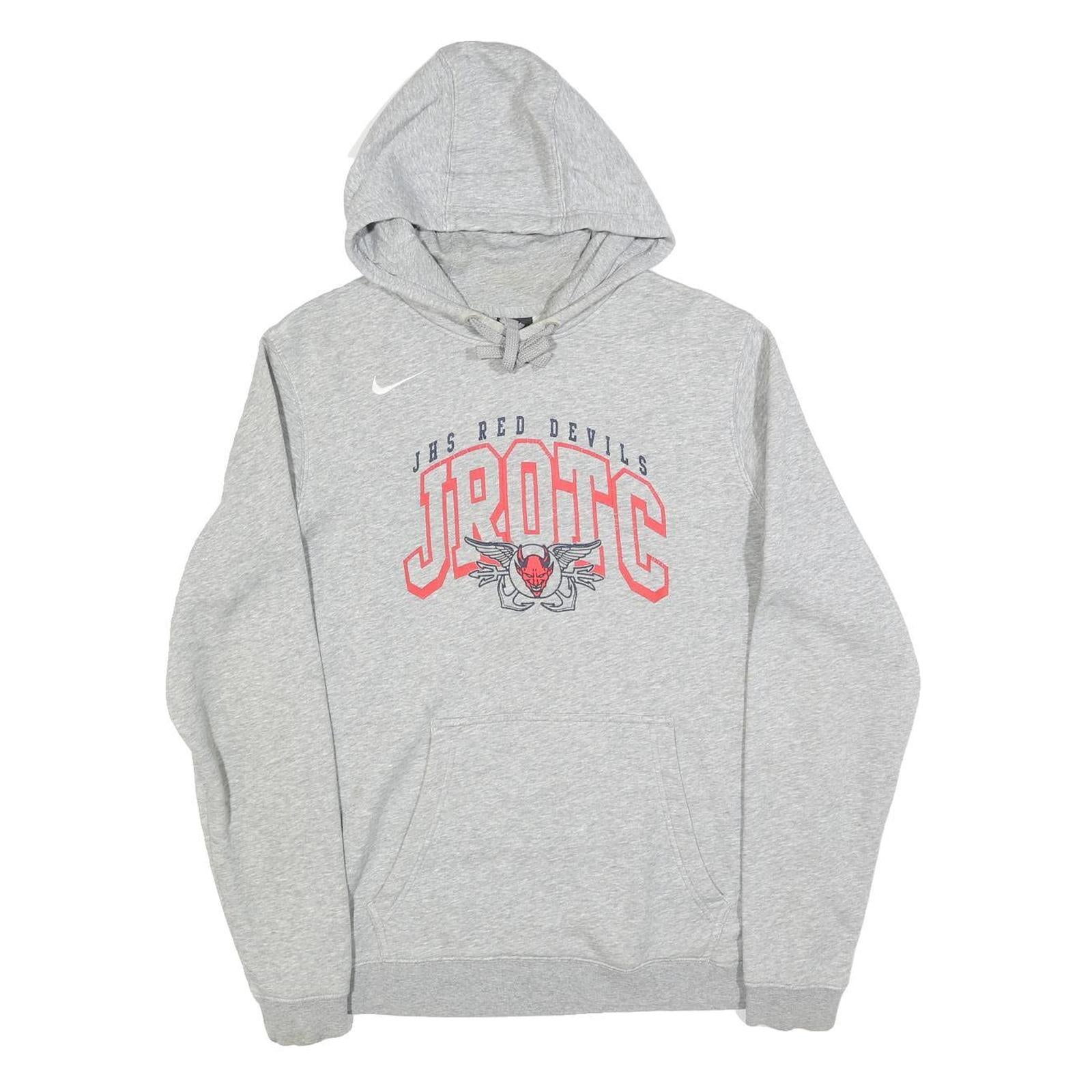 NIKE Mens Grey JHS Red Devils JROTC Pullover Hoodie M Lightweight Cotton Blend