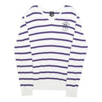 JACK & JONES Mens White & Purple Striped Pattern V-Neck Basic Knit Jumper S