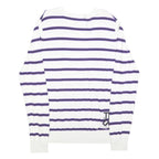 JACK & JONES Mens White & Purple Striped Pattern V-Neck Basic Knit Jumper S