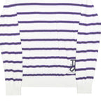 JACK & JONES Mens White & Purple Striped Pattern V-Neck Basic Knit Jumper S