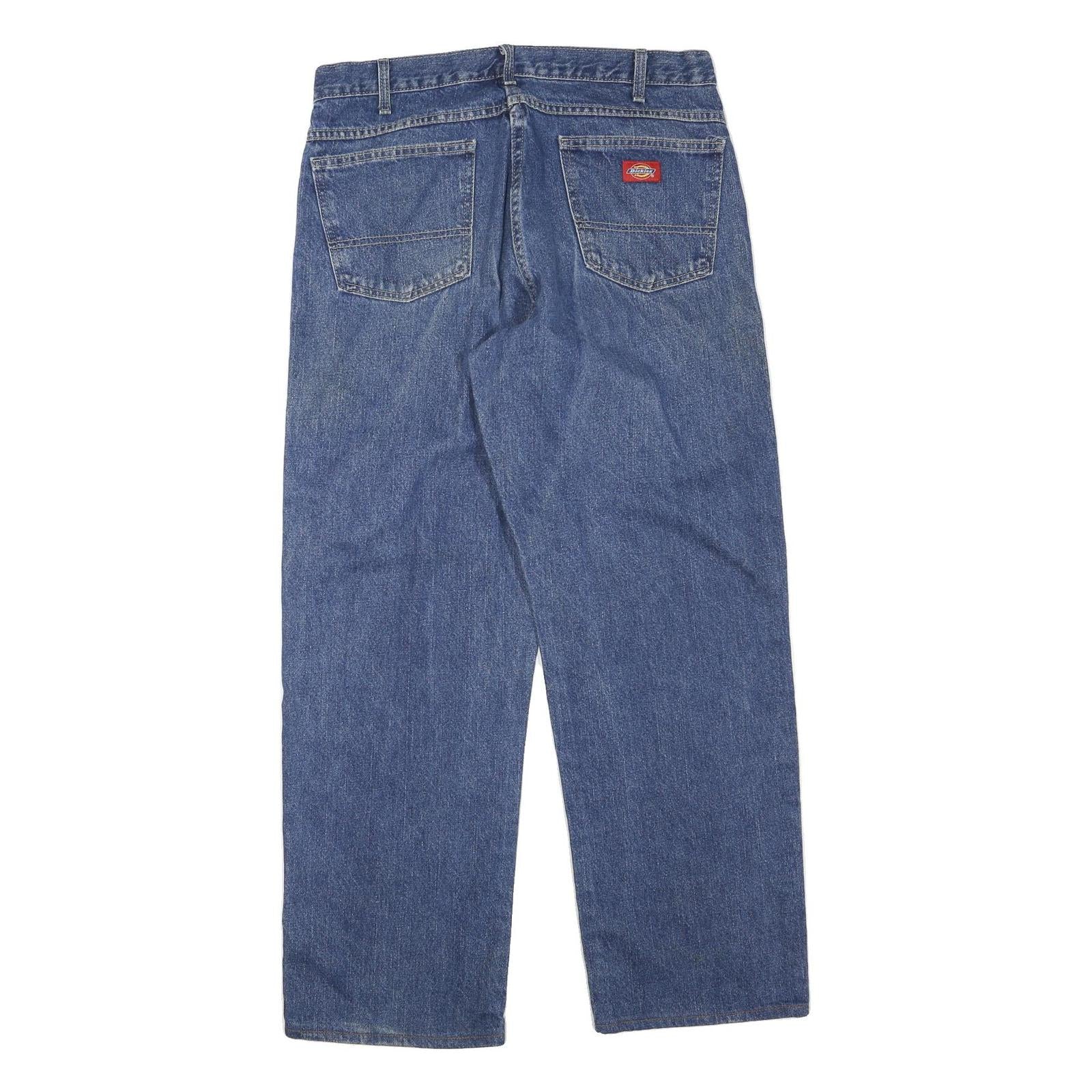 DICKIES Womens Regular Fit Blue Denim Classic Jeans W34 L32 Workwear