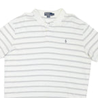 POLO RALPH LAUREN Mens White & Grey Striped Short Sleeve Polo Shirt XL Cotton