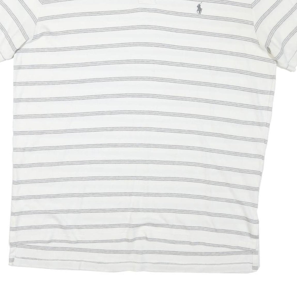 POLO RALPH LAUREN Mens White & Grey Striped Short Sleeve Polo Shirt XL Cotton