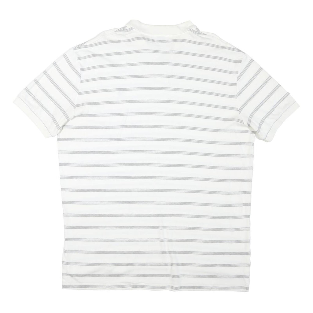 POLO RALPH LAUREN Mens White & Grey Striped Short Sleeve Polo Shirt XL Cotton