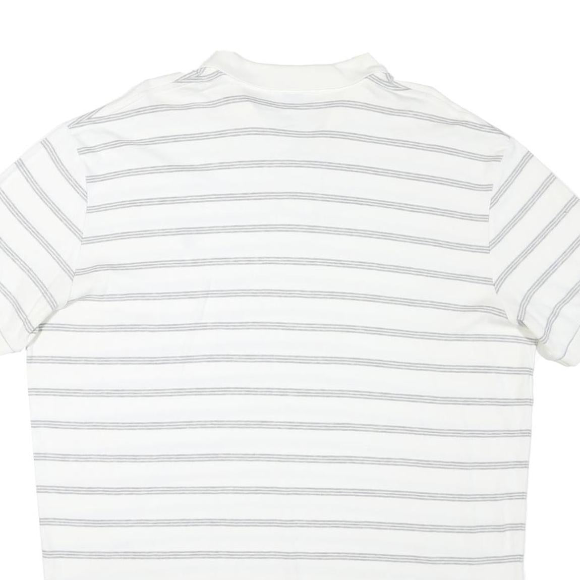 POLO RALPH LAUREN Mens White & Grey Striped Short Sleeve Polo Shirt XL Cotton